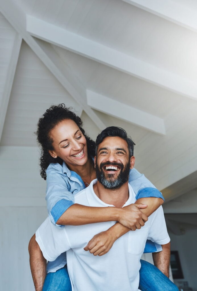 A happy couple in their new home